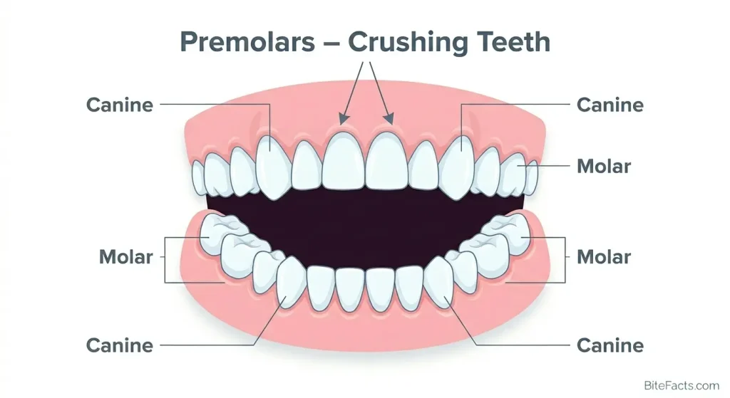 premolars teeth crushing function diagram two cusps